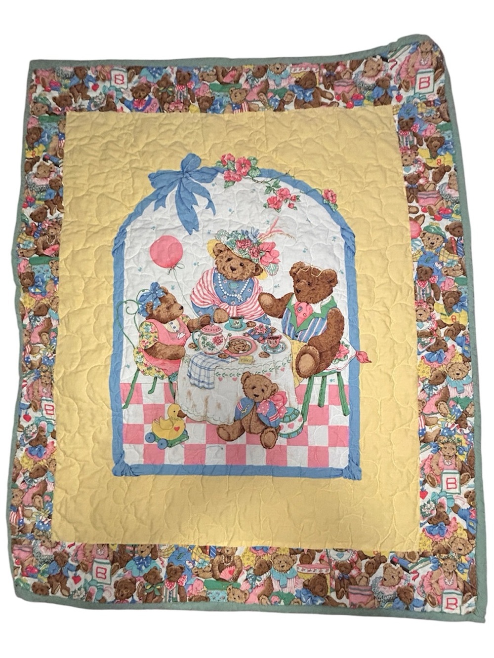 Vintage Teddy Bear Quilted Baby Quilt